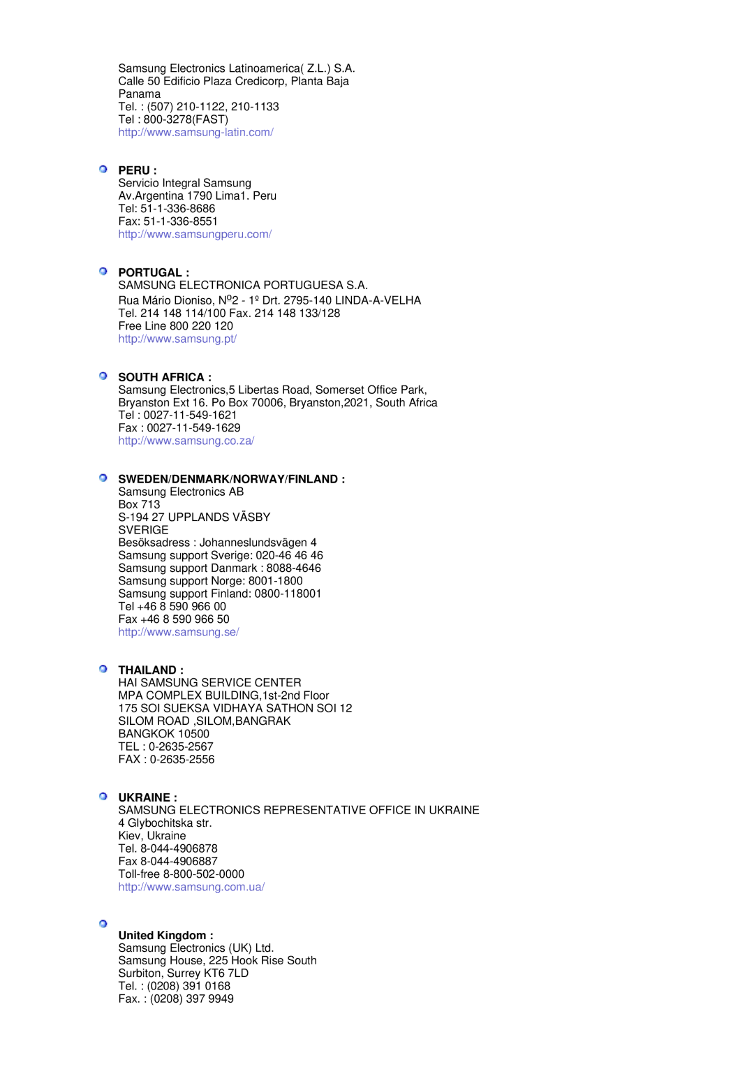 Samsung RL19PSQSQ/EDC, RL19PSUSQ/EDC, RL17ASQS/EDC manual Portugal, United Kingdom 