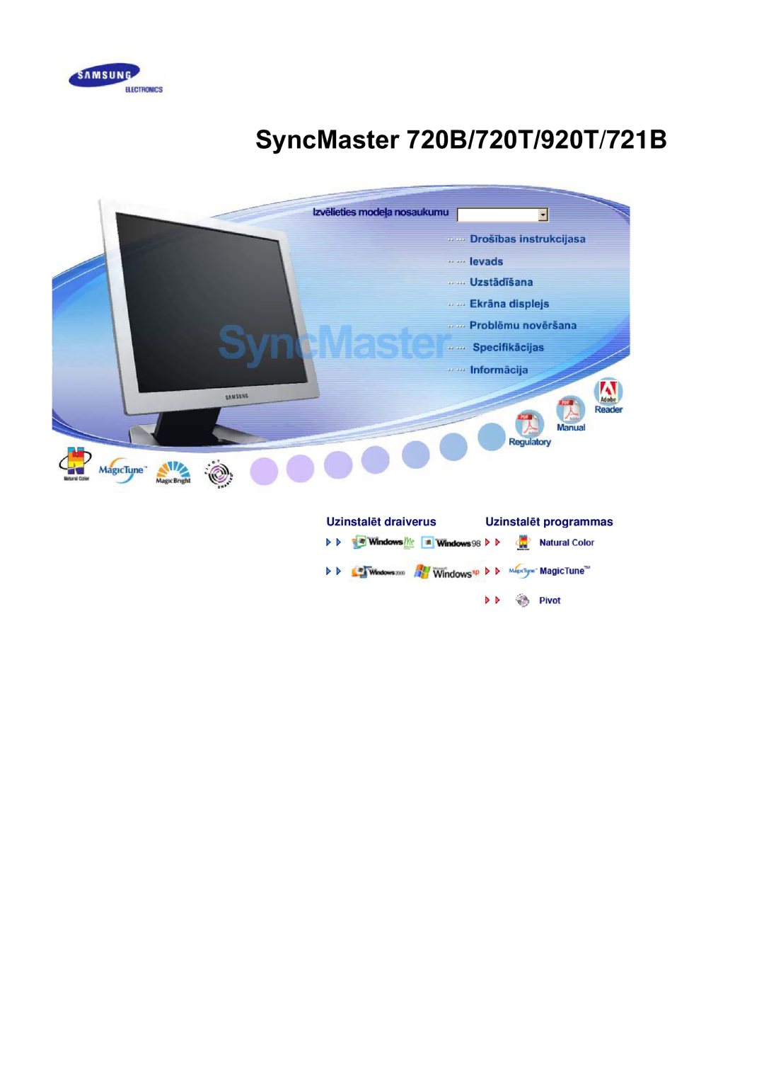 Samsung RL17ASQS/EDC, RL19PSUSQ/EDC, RL19PSQSQ/EDC manual SyncMaster 720B/720T/920T/721B 