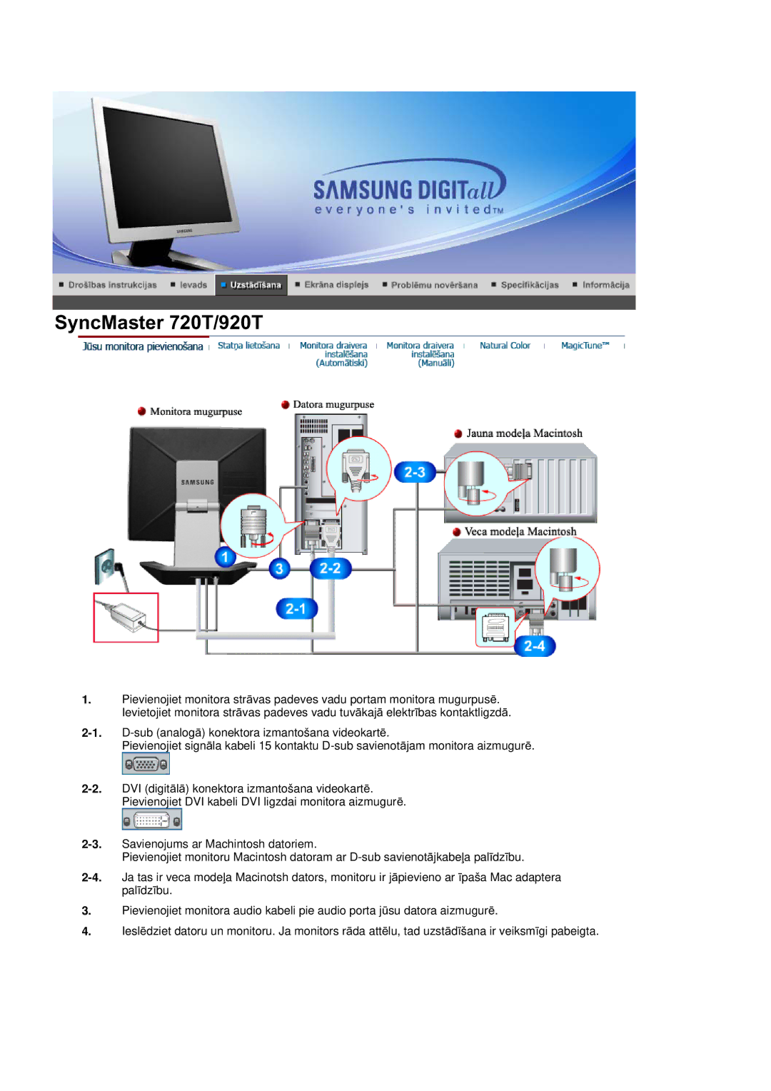 Samsung RL19PSQSQ/EDC, RL19PSUSQ/EDC, RL17ASQS/EDC manual SyncMaster 720T/920T 