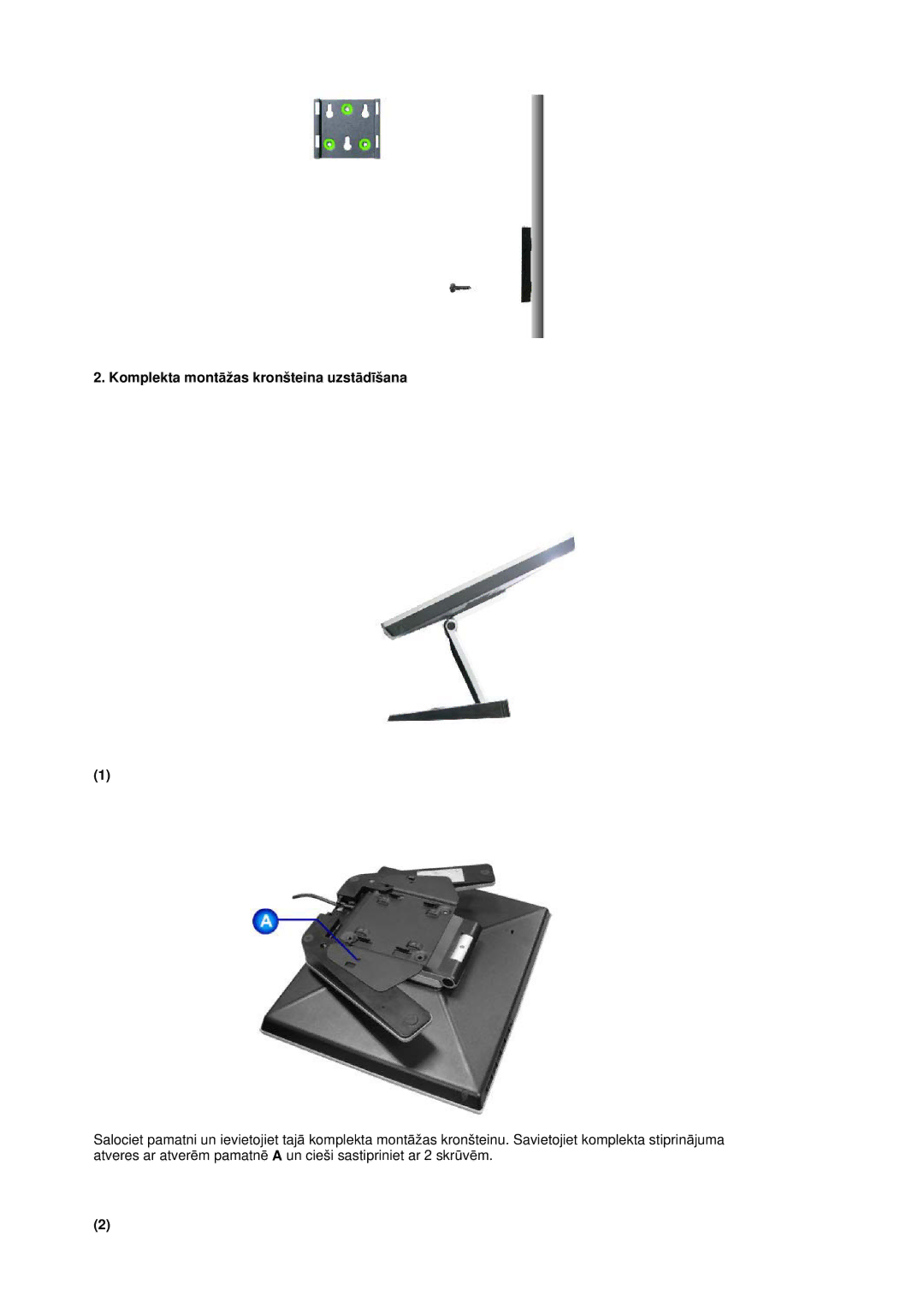 Samsung RL17ASQS/EDC, RL19PSUSQ/EDC, RL19PSQSQ/EDC manual Komplekta montƗžas kronšteina uzstƗdƯšana 