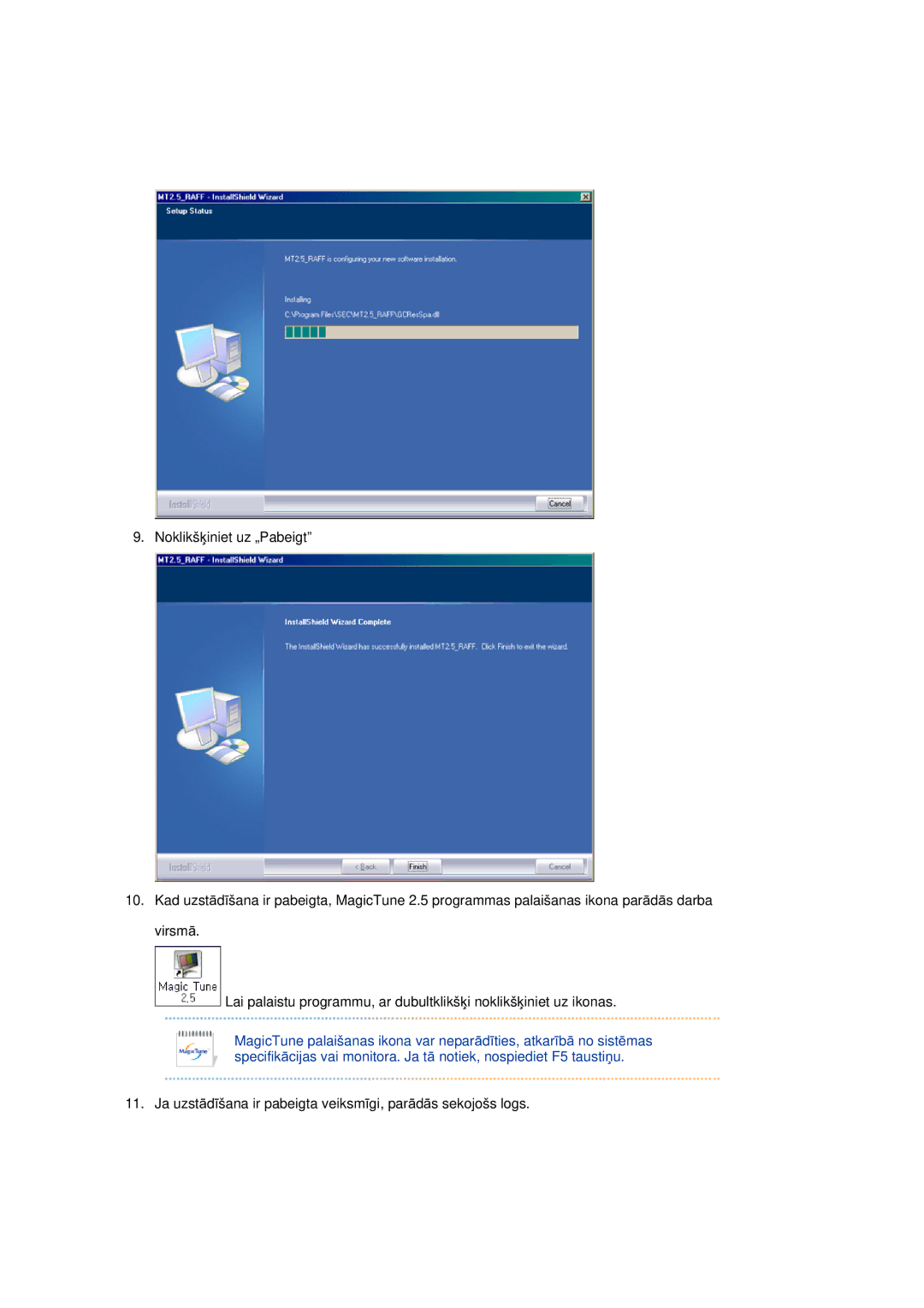 Samsung RL19PSUSQ/EDC, RL17ASQS/EDC, RL19PSQSQ/EDC manual Ja uzstƗdƯšana ir pabeigta veiksmƯgi, parƗdƗs sekojošs logs 