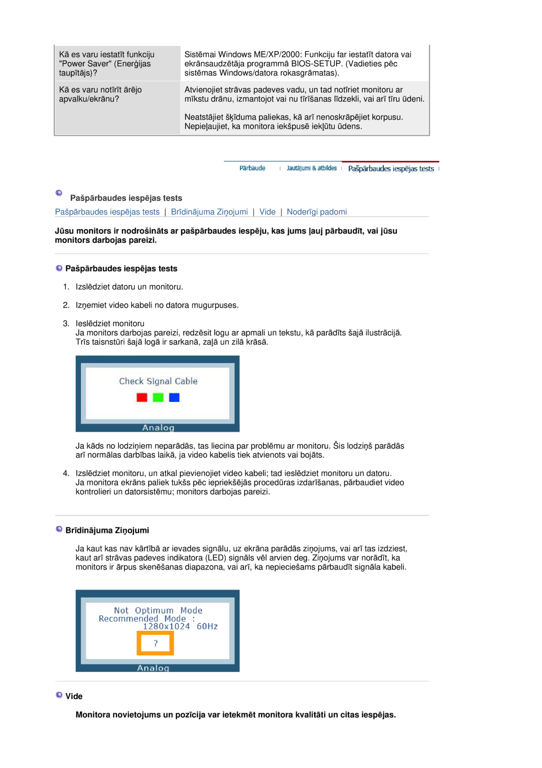 Samsung RL17ASQS/EDC, RL19PSUSQ/EDC, RL19PSQSQ/EDC manual PašpƗrbaudes iespƝjas tests 