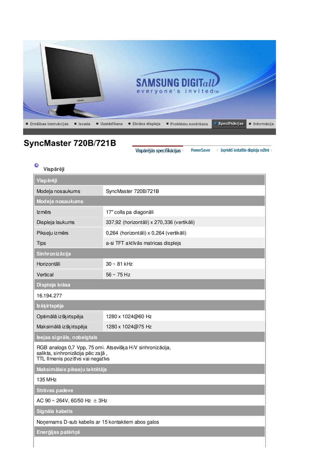 Samsung RL19PSUSQ/EDC, RL17ASQS/EDC, RL19PSQSQ/EDC manual VispƗrƝji, Modeƺa nosaukums 