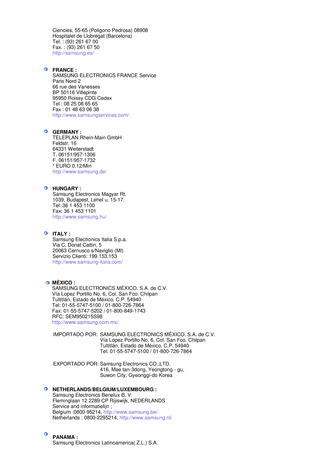 Samsung RL17ASQS/EDC, RL19PSUSQ/EDC, RL19PSQSQ/EDC manual Germany 