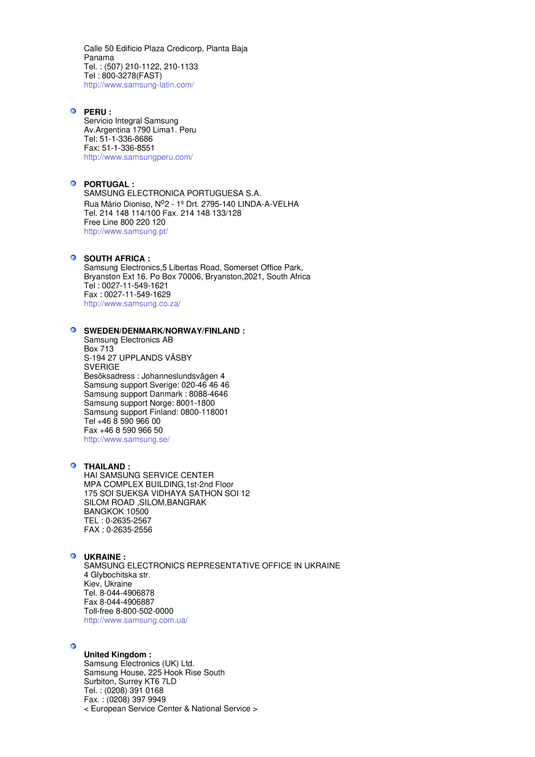 Samsung RL19PSQSQ/EDC, RL19PSUSQ/EDC, RL17ASQS/EDC manual Portugal, United Kingdom 