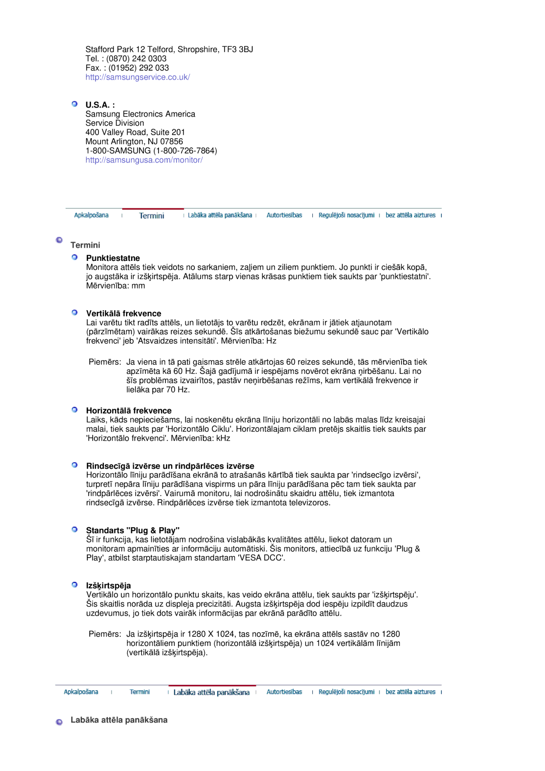 Samsung RL19PSUSQ/EDC, RL17ASQS/EDC, RL19PSQSQ/EDC manual Termini, LabƗka attƝla panƗkšana 