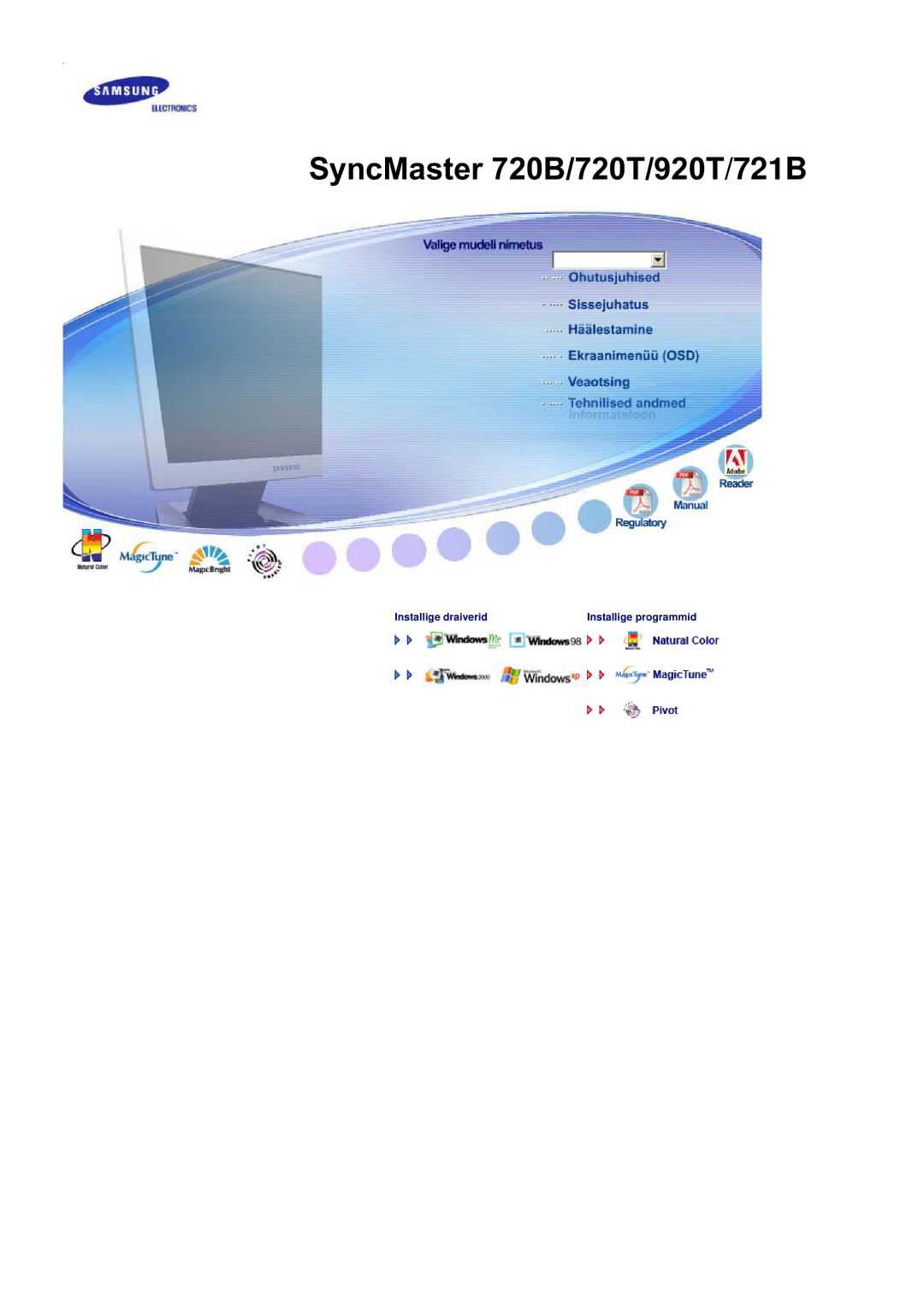 Samsung RL19PSUSQ/EDC, RL17PSUSQ/EDC, RL17ESQSB/EDC, RL17ESUSB/EDC manual SyncMaster 720B/720T/920T 