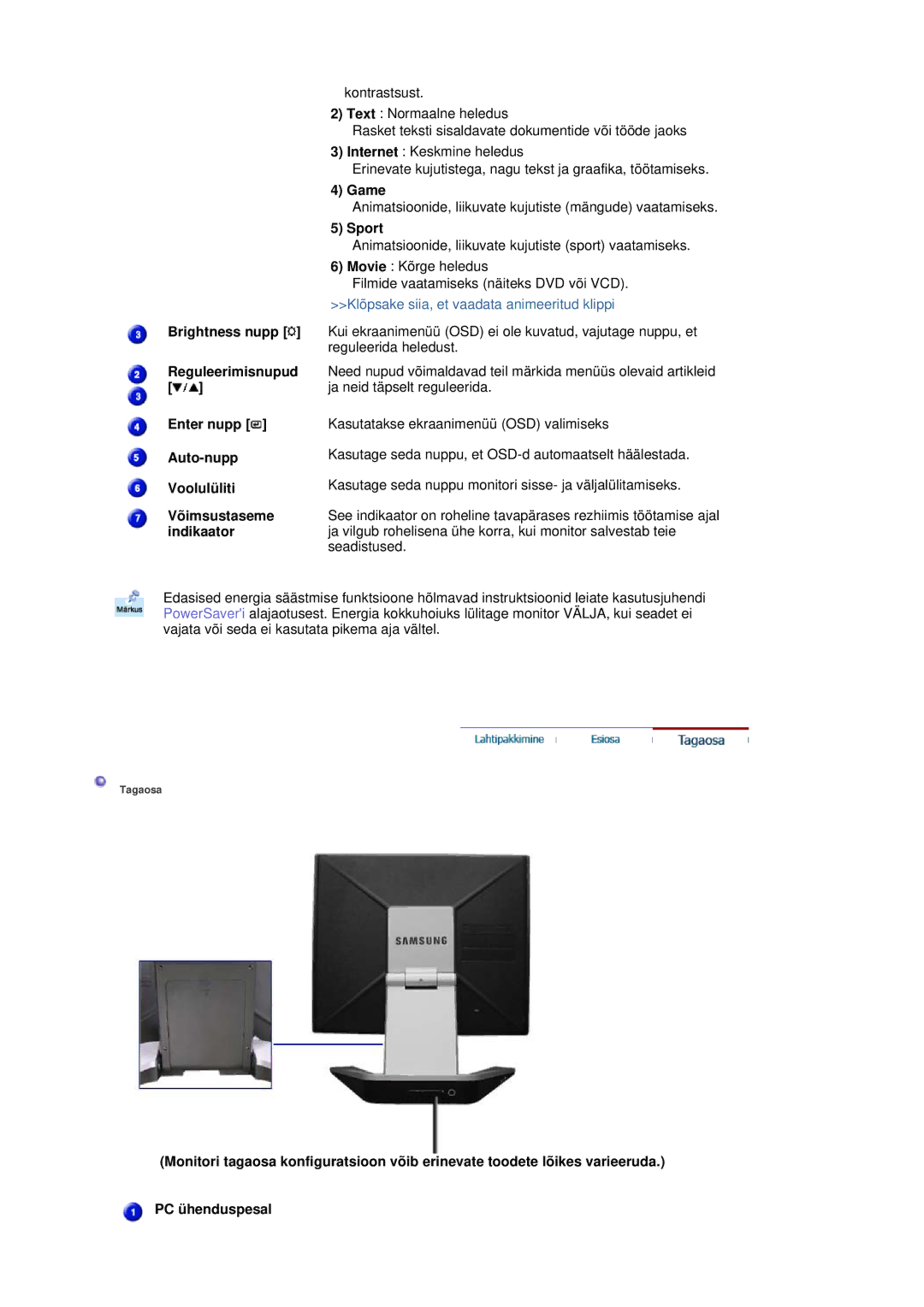 Samsung RL19PSQSQ/EDC, RL19PSUSQ/EDC, RL17ASQS/EDC manual Game, Sport 