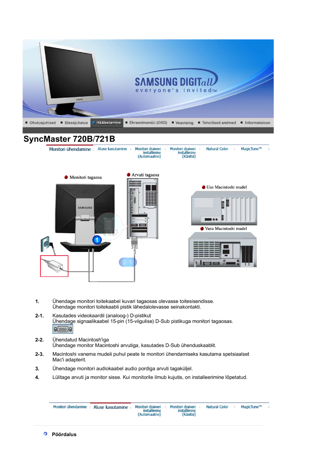 Samsung RL19PSUSQ/EDC, RL17ASQS/EDC, RL19PSQSQ/EDC manual Pöördalus 