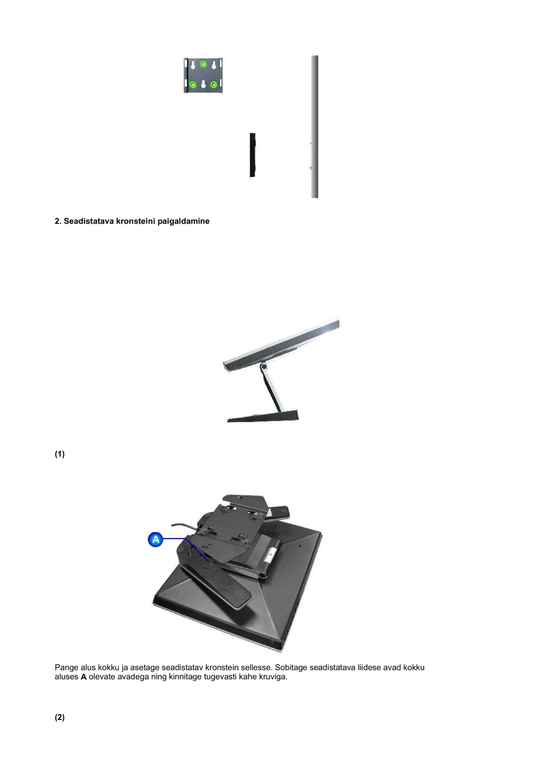 Samsung RL19PSQSQ/EDC, RL19PSUSQ/EDC, RL17ASQS/EDC manual Seadistatava kronsteini paigaldamine 