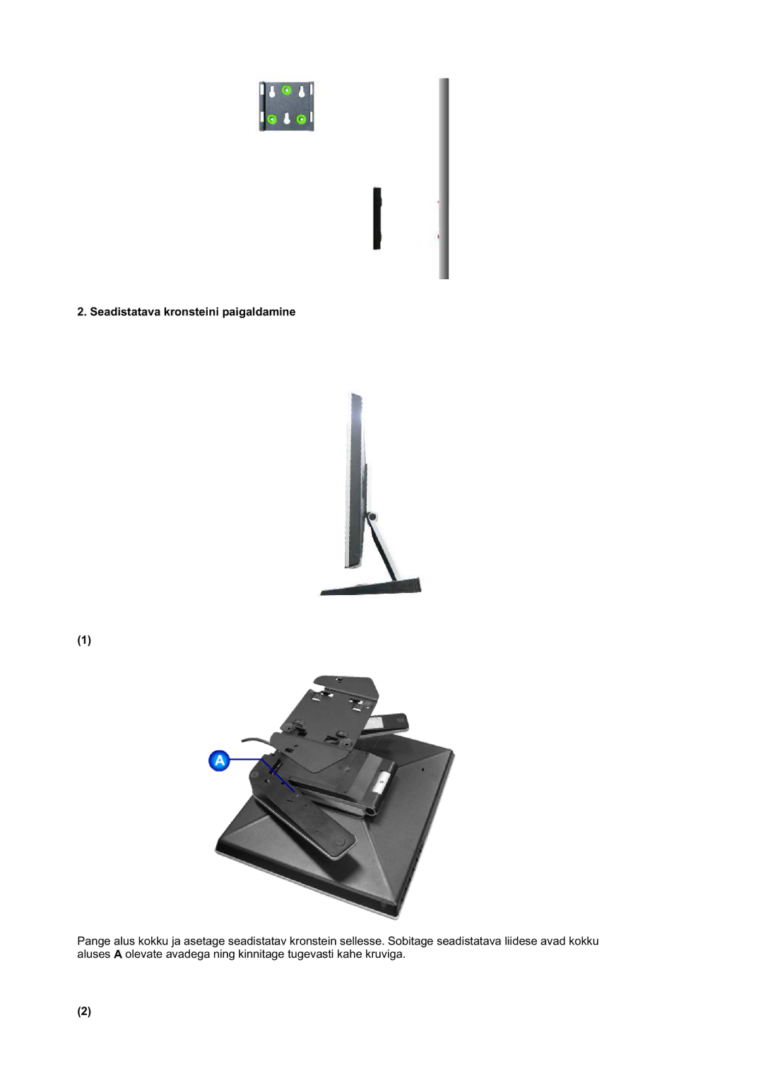 Samsung RL19PSUSQ/EDC, RL17ASQS/EDC, RL19PSQSQ/EDC manual Seadistatava kronsteini paigaldamine 