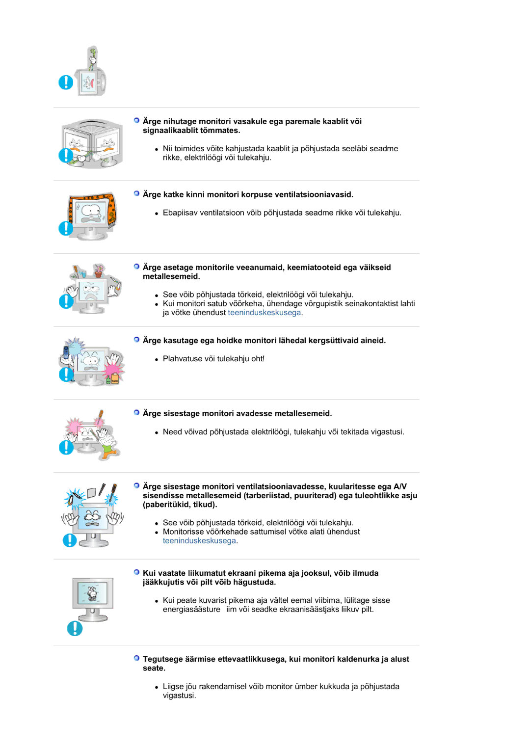 Samsung RL19PSUSQ/EDC, RL17ASQS/EDC, RL19PSQSQ/EDC manual Ärge katke kinni monitori korpuse ventilatsiooniavasid 