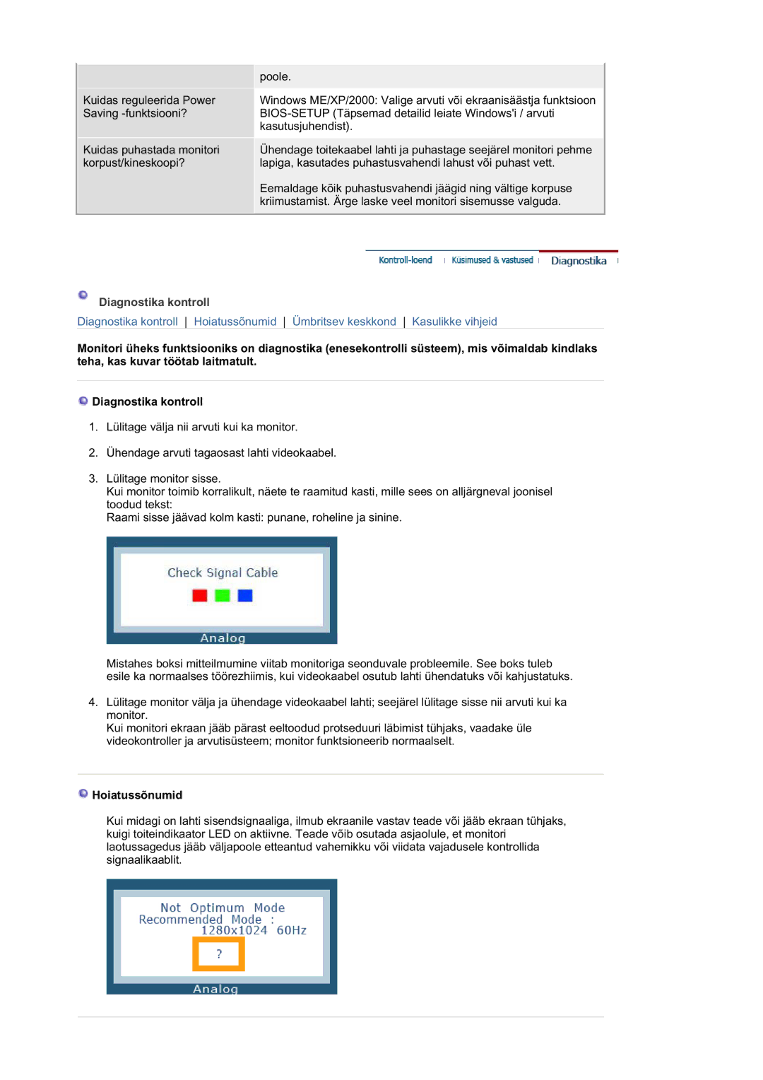 Samsung RL19PSQSQ/EDC, RL19PSUSQ/EDC, RL17ASQS/EDC manual Diagnostika kontroll 