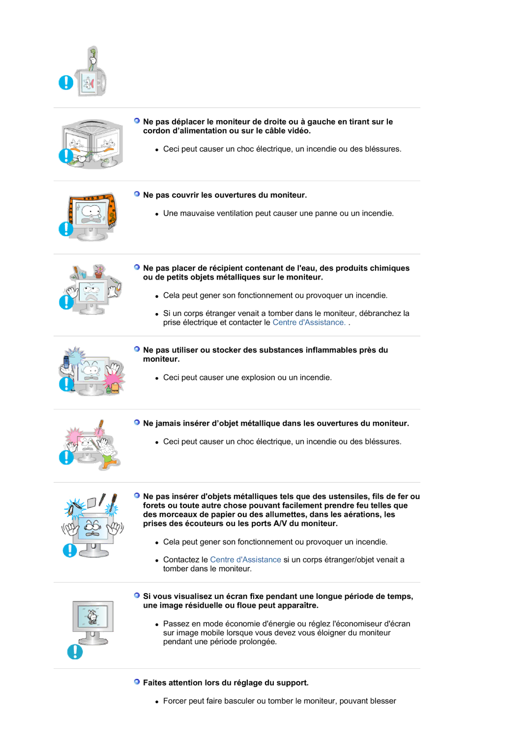 Samsung RL17ASQS/EDC, RL19PSUSQ/EDC Ne pas couvrir les ouvertures du moniteur, Faites attention lors du réglage du support 