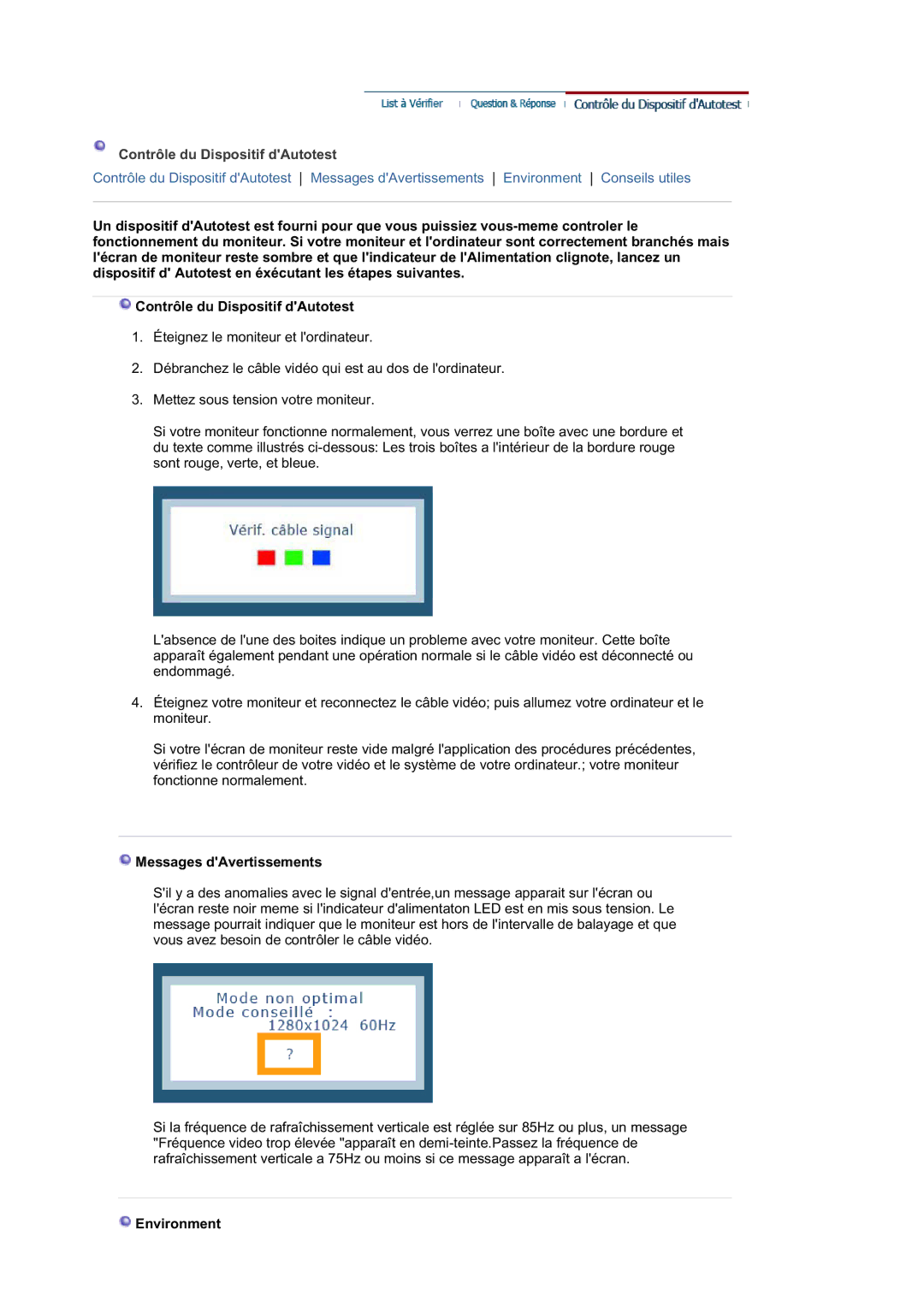 Samsung RL17ASQS/EDC, RL19PSUSQ/EDC, RL17ASUS/EDC, RL19PSQSQ/EDC manual Messages dAvertissements, Environment 