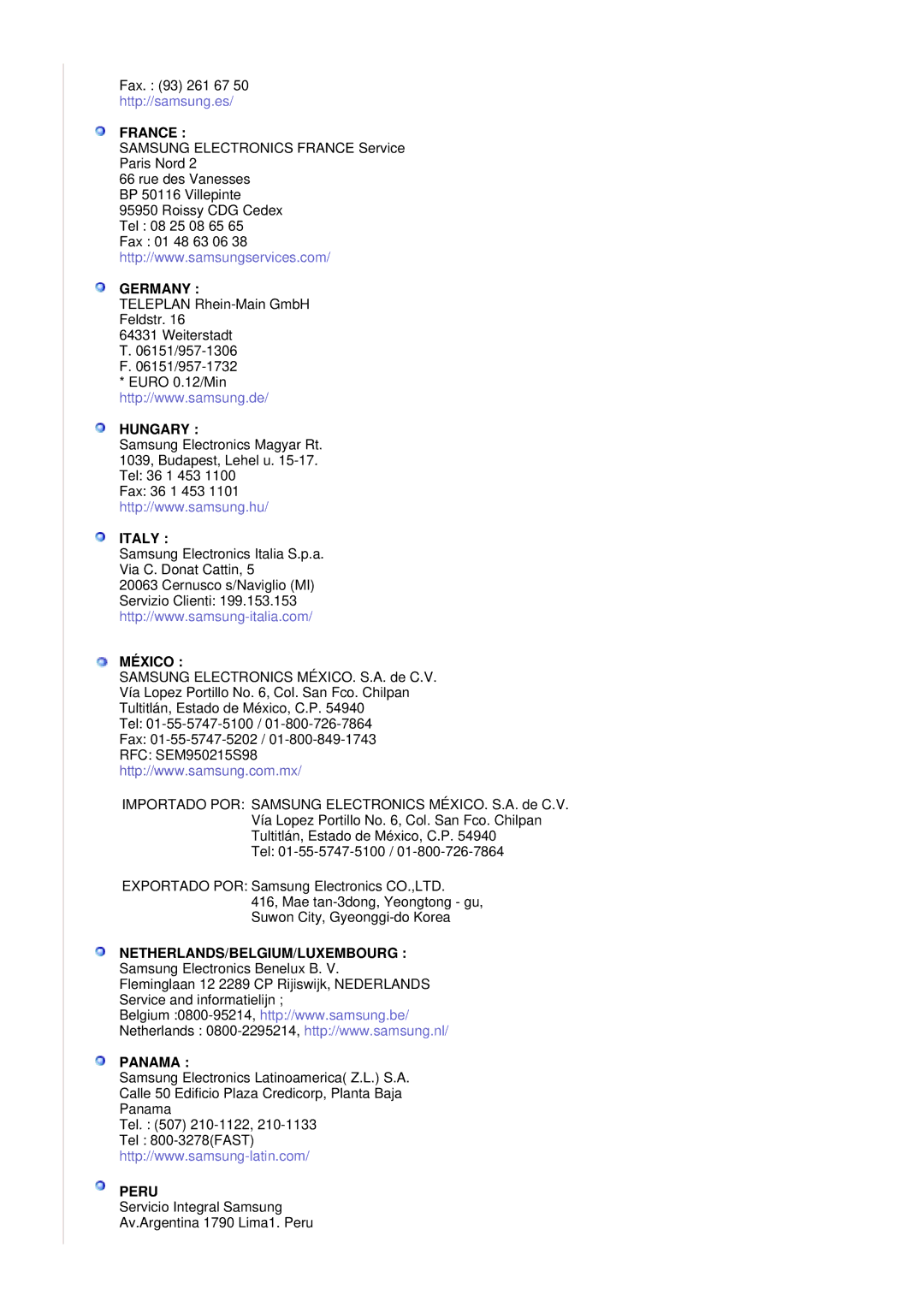 Samsung RL19PSQSQ/EDC, RL19PSUSQ/EDC, RL17ASUS/EDC, RL17ASQS/EDC manual Germany 