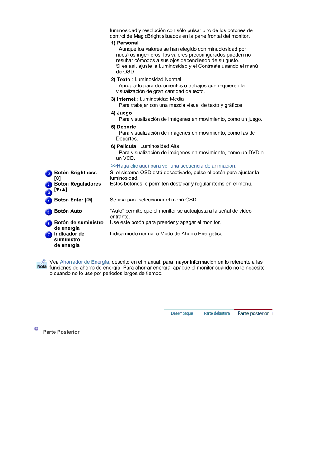 Samsung RL19PSQSQ/EDC, RL19PSUSQ/EDC, RL17ASUS/EDC, RL17ASQS/EDC manual Parte Posterior 