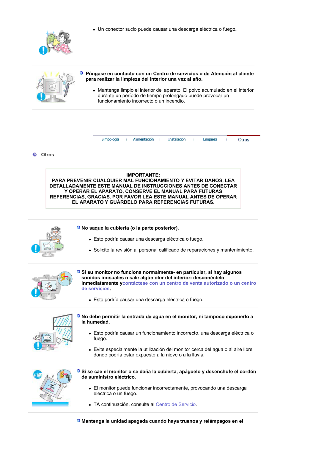 Samsung RL17ASUS/EDC, RL19PSUSQ/EDC, RL17ASQS/EDC, RL19PSQSQ/EDC manual Otros, No saque la cubierta o la parte posterior 