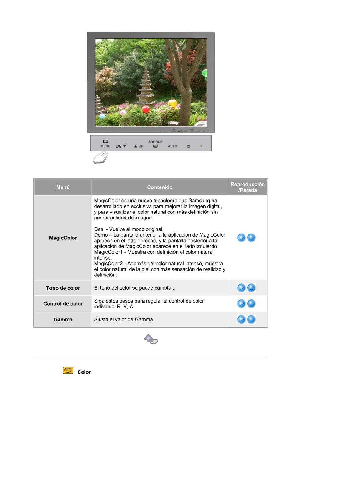 Samsung RL17ASQS/EDC, RL19PSUSQ/EDC, RL17ASUS/EDC, RL19PSQSQ/EDC manual MagicColor Tono de color Control de color Gamma 