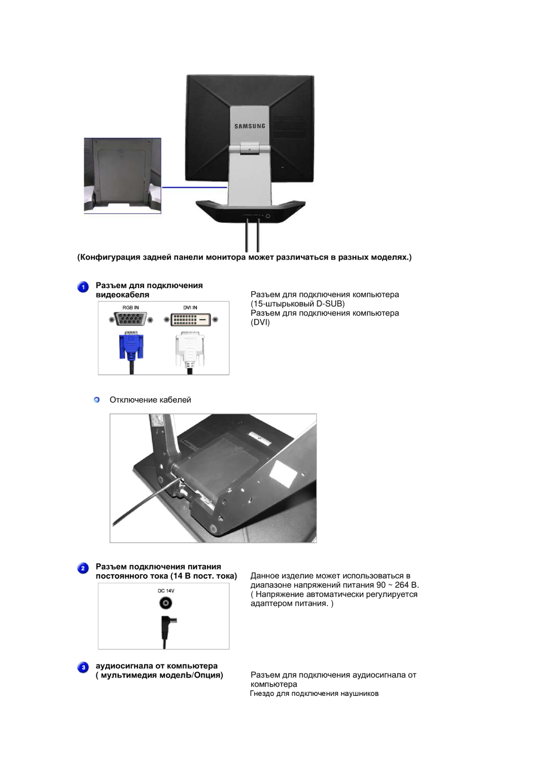 Samsung RL17ASUS/EDC, RL19PSUSQ/EDC, RL17ASQS/EDC, RL19PSQSQ/EDC manual Ɋɚɡɴɟɦ ɩɨɞɤɥɸɱɟɧɢɹ ɩɢɬɚɧɢɹ 