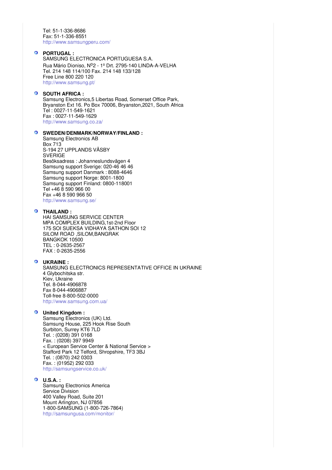 Samsung RL17ASQS/EDC, RL19PSUSQ/EDC, RL17ASUS/EDC, RL19PSQSQ/EDC manual Portugal, United Kingdom 