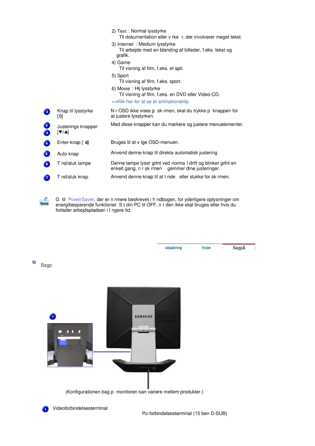 Samsung RL17ASQS/EDC, RL19PSUSQ/EDC, RL17ASUS/EDC manual Game, Sport, Bagpå 