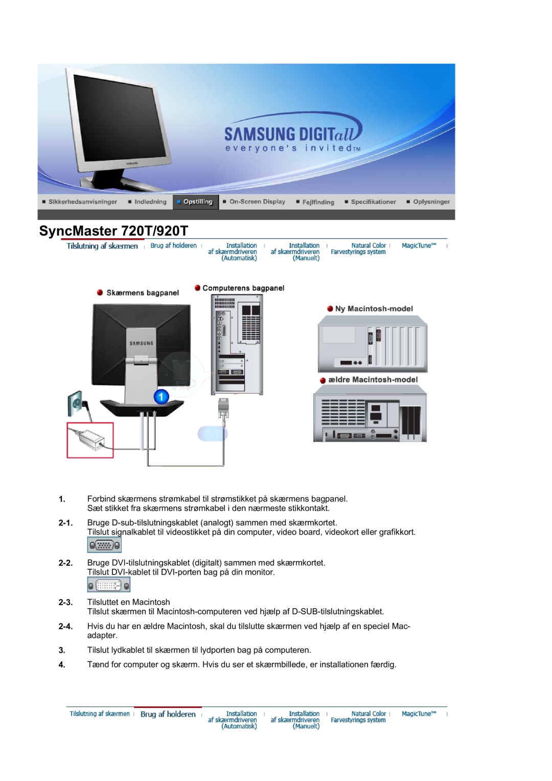 Samsung RL19PSUSQ/EDC, RL17ASUS/EDC, RL17ASQS/EDC manual SyncMaster 720T/920T 