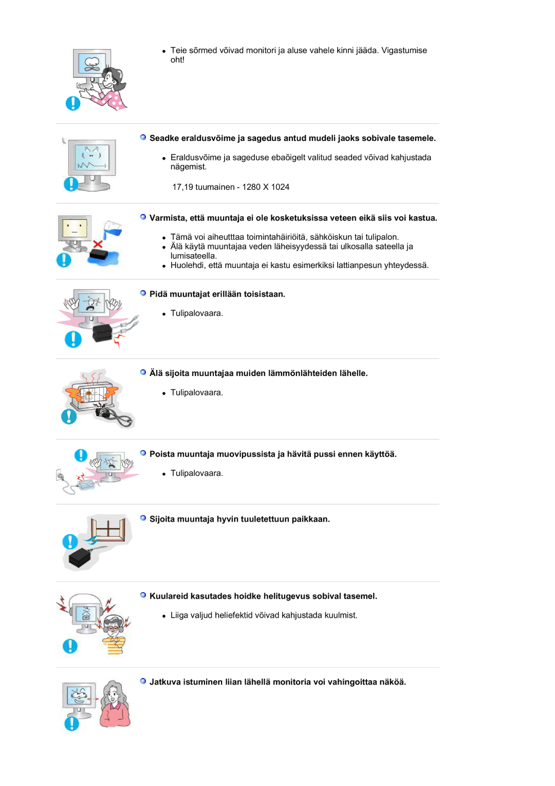 Samsung RL17ASUS/EDC manual Pidä muuntajat erillään toisistaan, Älä sijoita muuntajaa muiden lämmönlähteiden lähelle 