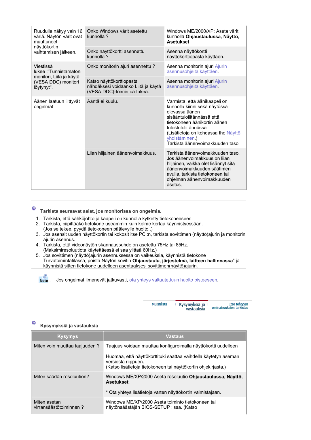 Samsung RL19PSUSQ/EDC, RL17ASUS/EDC, RL17ASQS/EDC manual Asetukset 