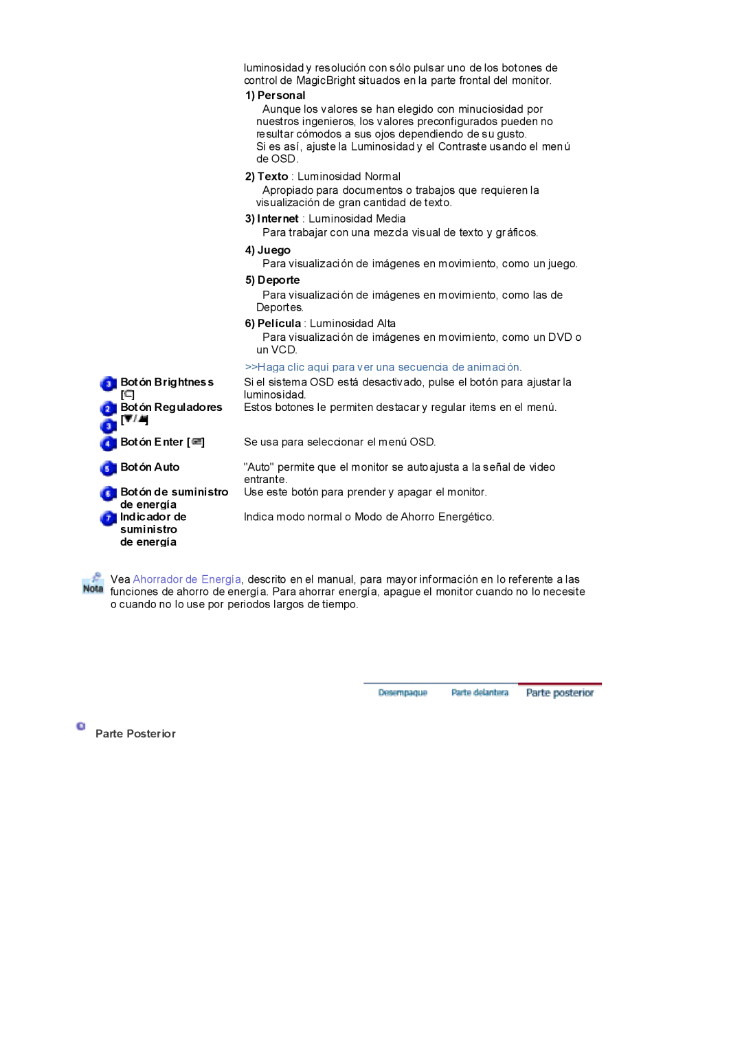 Samsung RL17ESUSB/EDC, RL19PSUSQ/EDC, RL17ESQSB/EDC, RL19PSQSQ/EDC manual Parte Posterior 