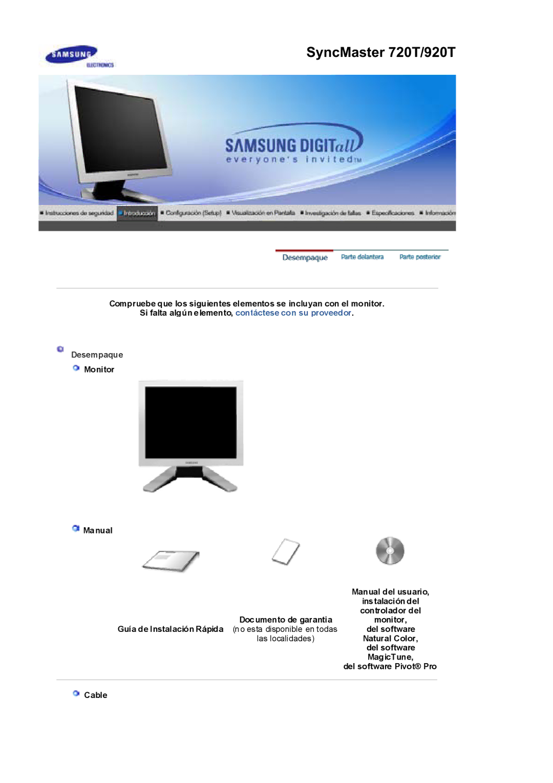 Samsung RL19PSQSQ/EDC, RL19PSUSQ/EDC, RL17ESQSB/EDC, RL17ESUSB/EDC manual SyncMaster 720T/920T 