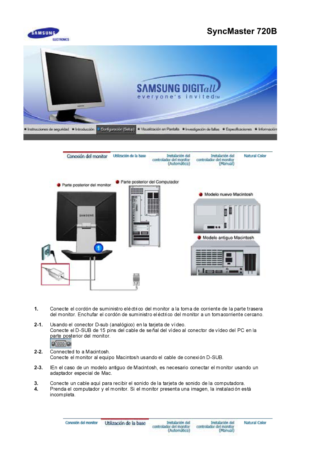 Samsung RL17ESUSB/EDC, RL19PSUSQ/EDC, RL17ESQSB/EDC, RL19PSQSQ/EDC manual SyncMaster 720B 