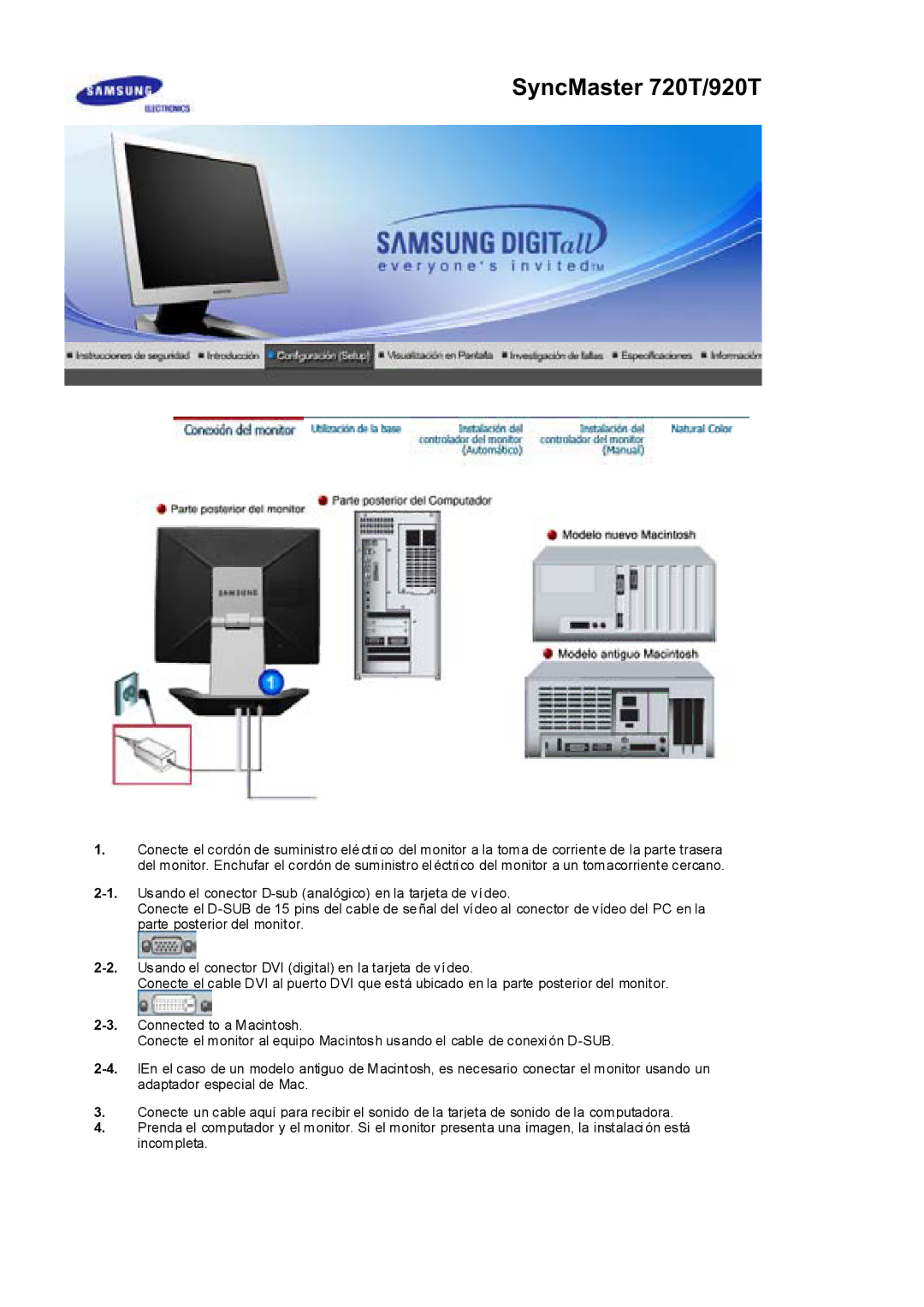 Samsung RL17ESUSB/EDC, RL19PSUSQ/EDC, RL17ESQSB/EDC, RL19PSQSQ/EDC manual SyncMaster 720T/920T 