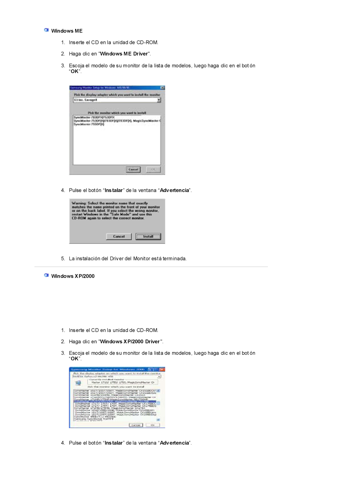 Samsung RL19PSUSQ/EDC, RL17ESQSB/EDC, RL19PSQSQ/EDC, RL17ESUSB/EDC manual Windows ME 