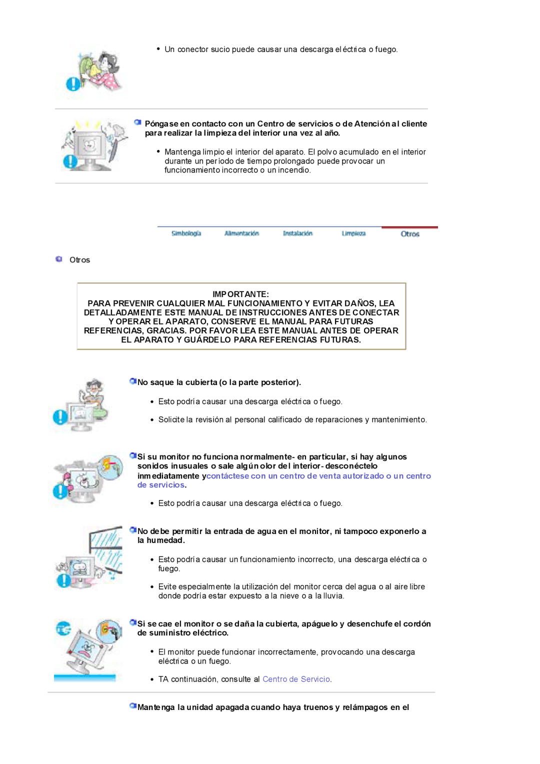 Samsung RL17ESQSB/EDC, RL19PSUSQ/EDC, RL19PSQSQ/EDC, RL17ESUSB/EDC manual Otros, No saque la cubierta o la parte posterior 