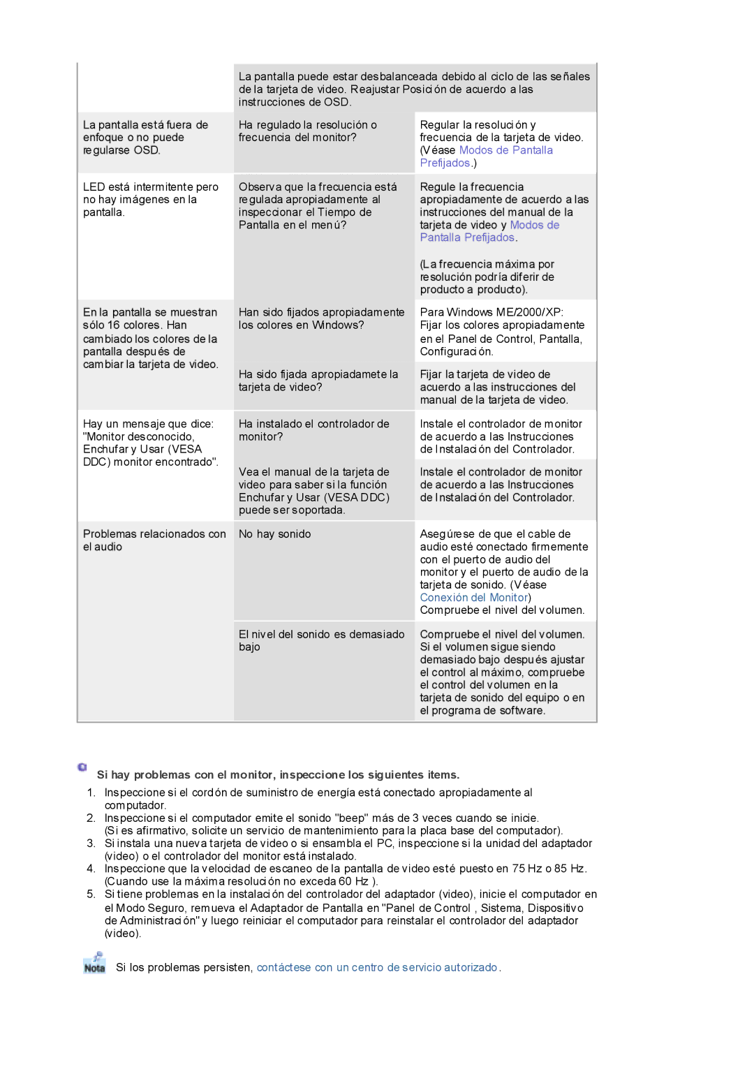 Samsung RL17ESUSB/EDC, RL19PSUSQ/EDC, RL17ESQSB/EDC, RL19PSQSQ/EDC manual Problemas relacionados con el audio 