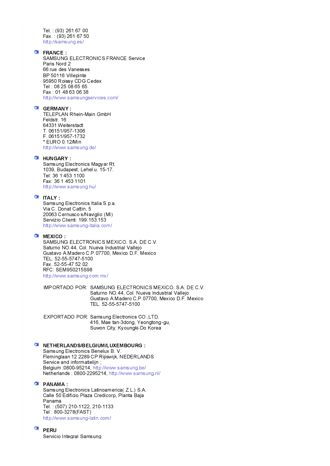 Samsung RL19PSUSQ/EDC, RL17ESQSB/EDC, RL19PSQSQ/EDC, RL17ESUSB/EDC manual Germany 