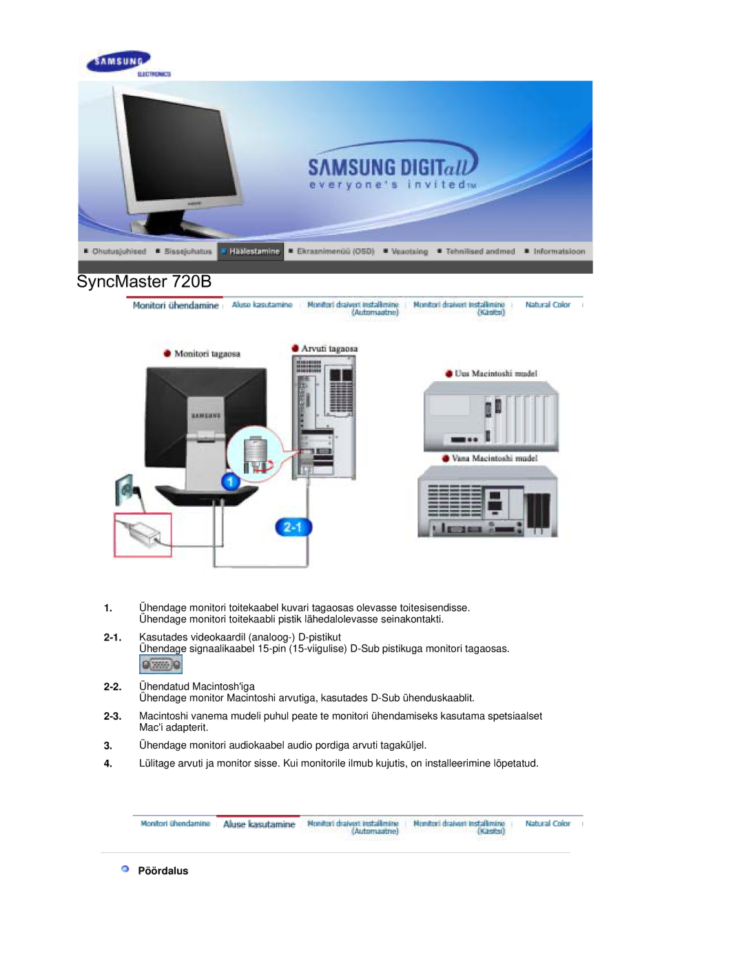 Samsung RL19PSQSQ/EDC, RL19PSUSQ/EDC, RL17PSQSQ/EDC, RL17ESQSB/EDC, RL17ESUSB/EDC manual Pöördalus 