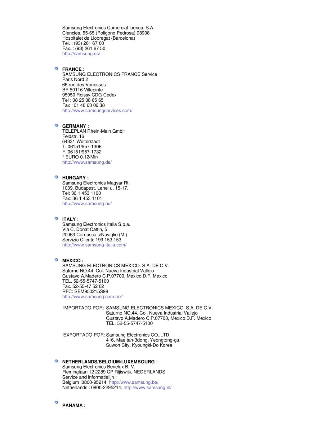 Samsung RL19PSQSQ/EDC, RL19PSUSQ/EDC, RL17PSQSQ/EDC, RL17ESQSB/EDC, RL17ESUSB/EDC manual Germany 