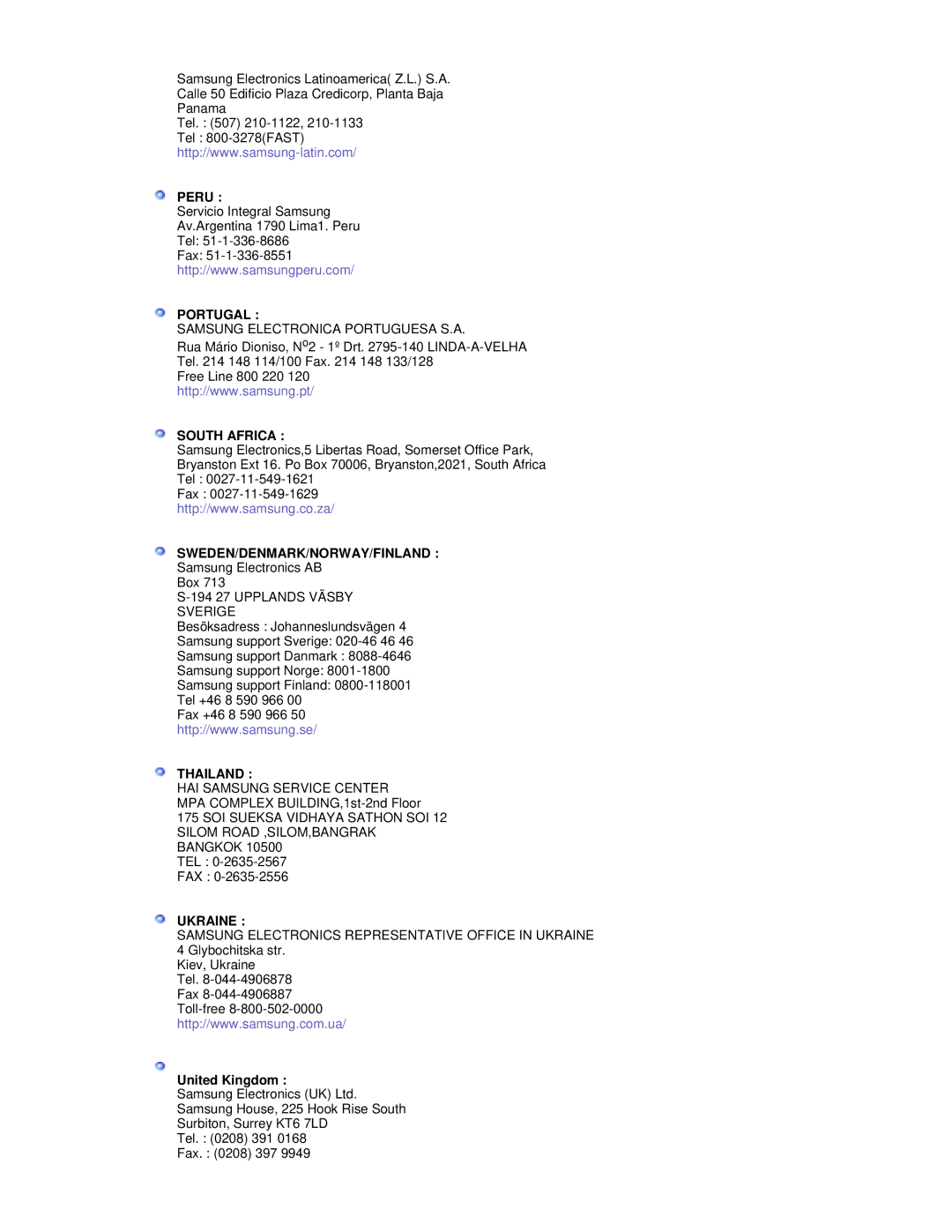 Samsung RL17ESUSB/EDC, RL19PSUSQ/EDC, RL17PSQSQ/EDC, RL17ESQSB/EDC, RL19PSQSQ/EDC manual Portugal, United Kingdom 