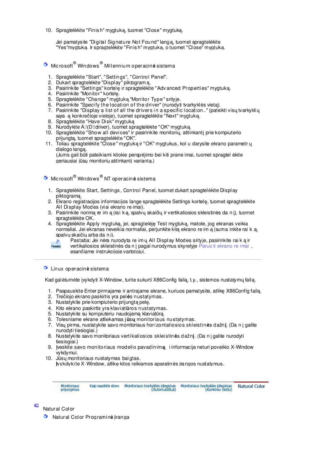 Samsung RL19PSQSQ/EDC, RL19PSUSQ/EDC, RL17PSQSQ/EDC manual Microsoft Windows NT operacinơ sistema, Linux operacinơ sistema 