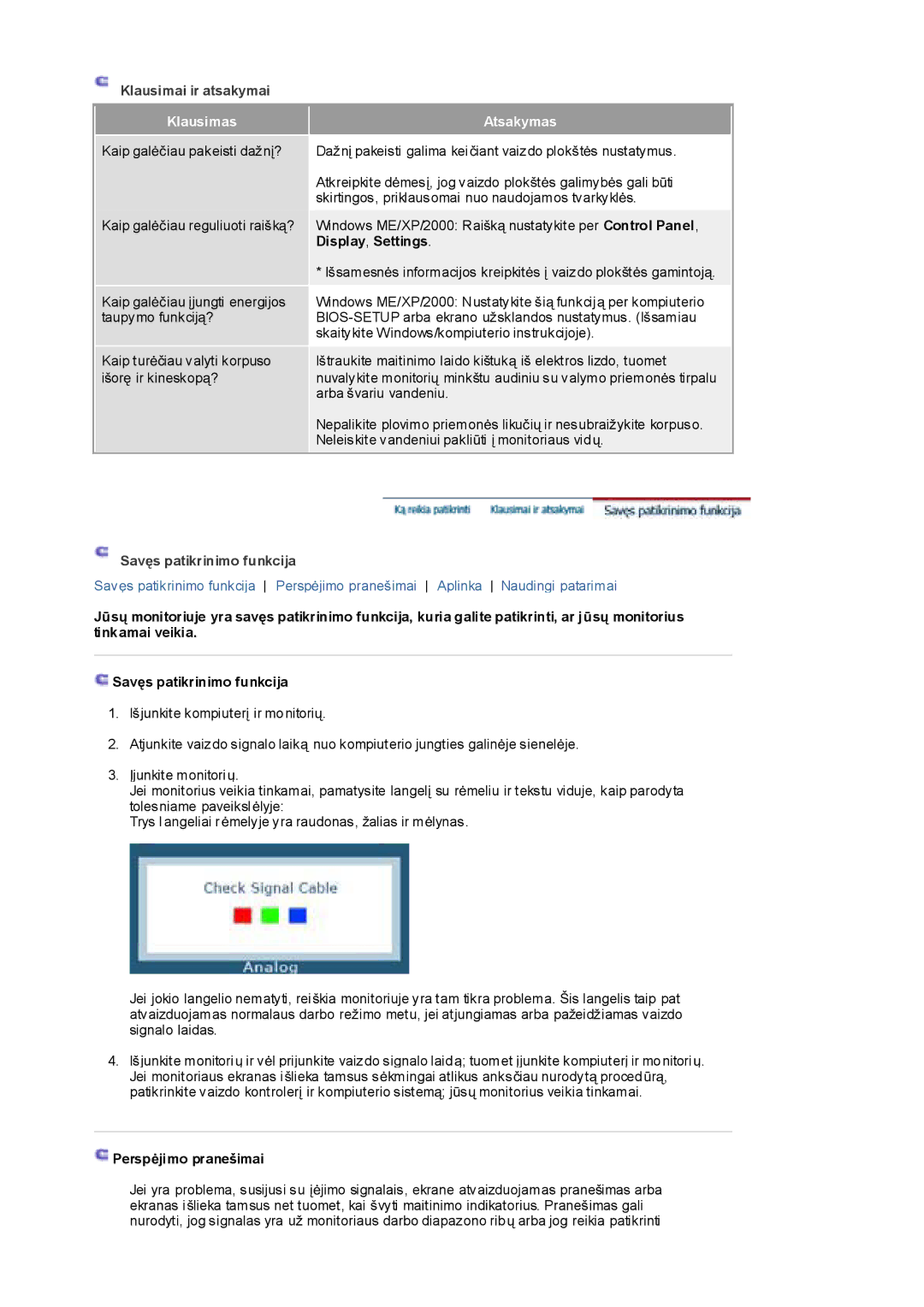 Samsung RL19PSQSQ/EDC, RL19PSUSQ/EDC, RL17PSQSQ/EDC, RL17ESQSB/EDC, RL17ESUSB/EDC manual Klausimai ir atsakymai, Klausimas 