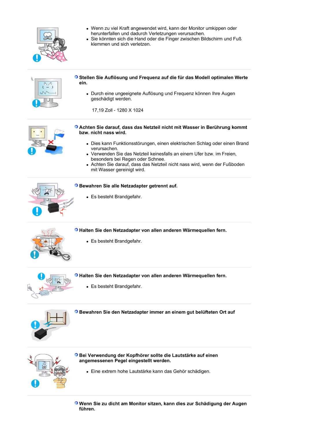 Samsung RL19PSQSQ/EDC, RL19PSUSQ/EDC manual Bewahren Sie alle Netzadapter getrennt auf 