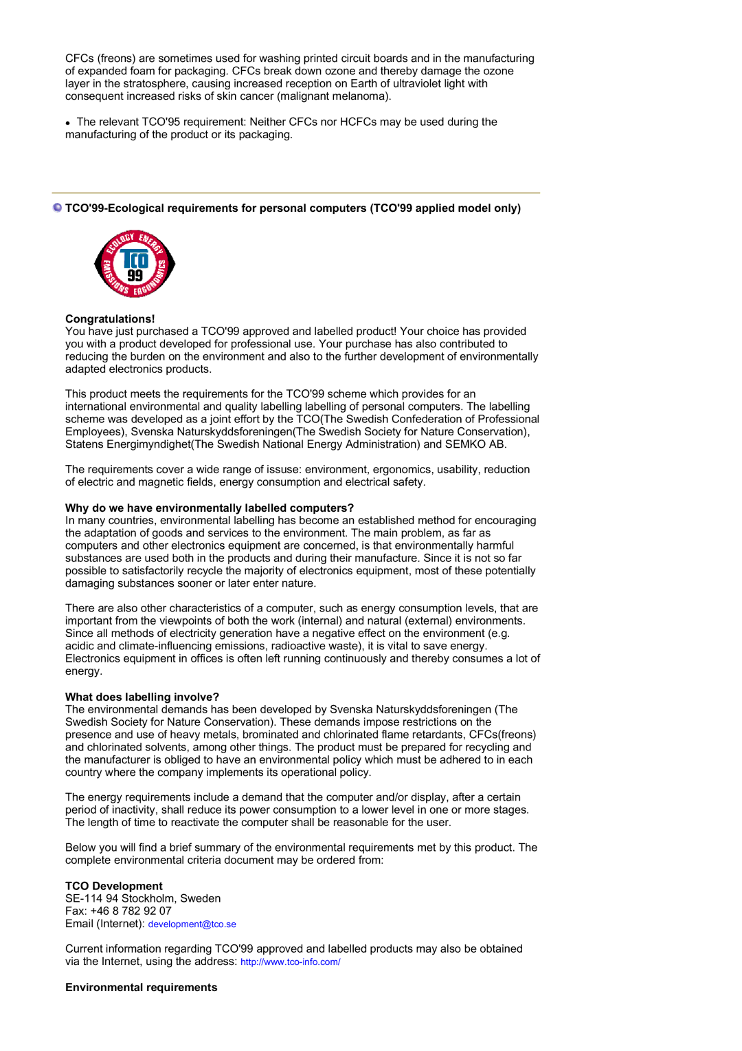 Samsung RL19PSUSQ/EDC, RL19PSQSQ/EDC manual Why do we have environmentally labelled computers?, TCO Development 