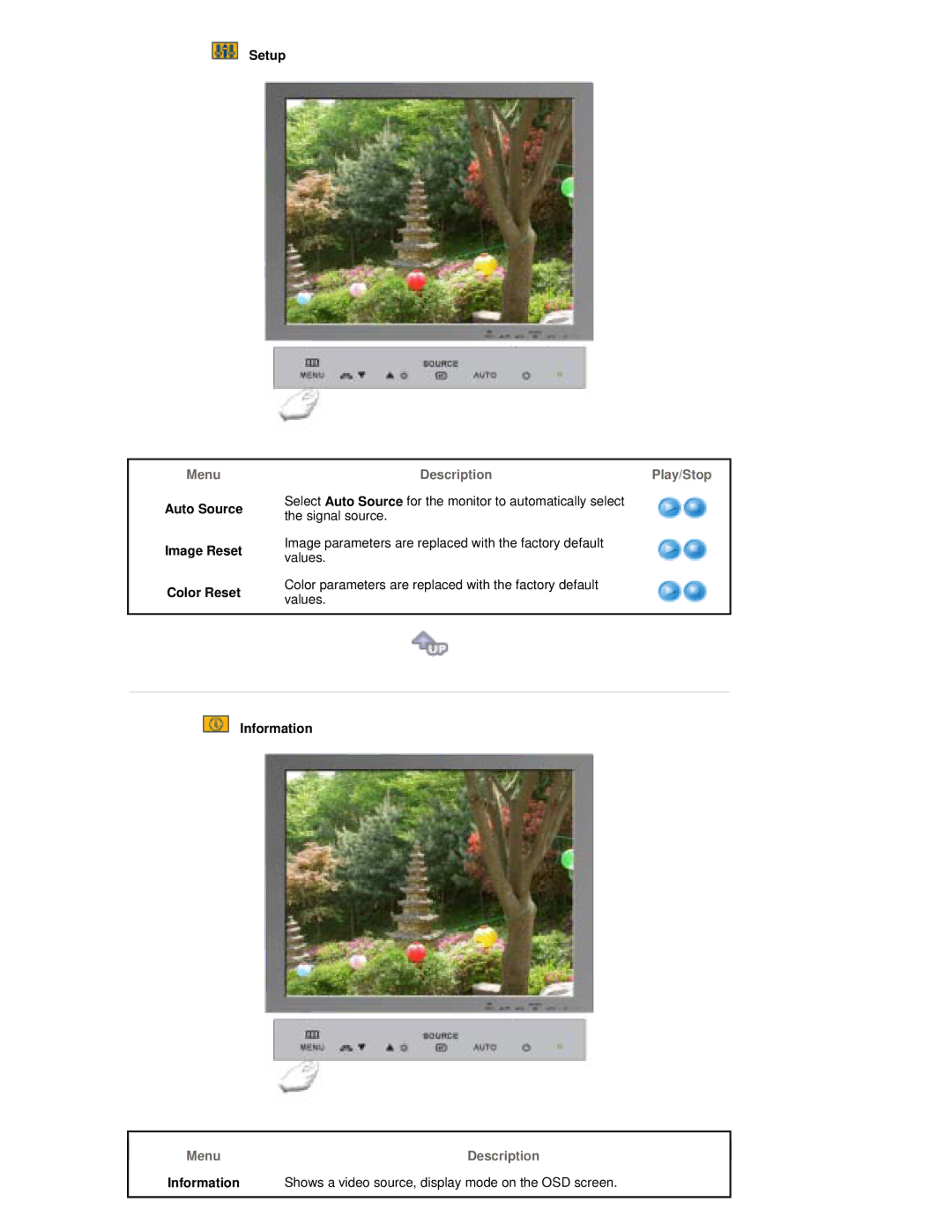 Samsung RL17PSQSQ/VNT, RL19PSUSV/XSJ, RL17PSUSV/XSJ, RL17ESUS/XSJ Auto Source Image Reset Color Reset Setup, Information 