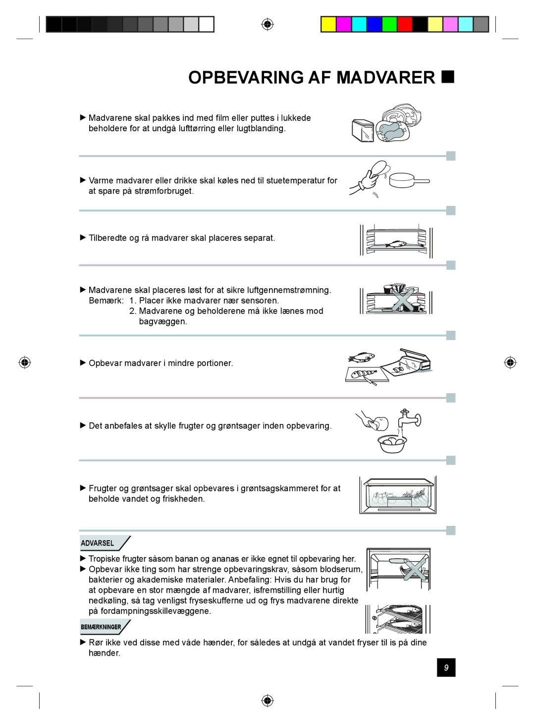 Samsung RL24DESW1/XEE manual Opbevaring AF Madvarer  