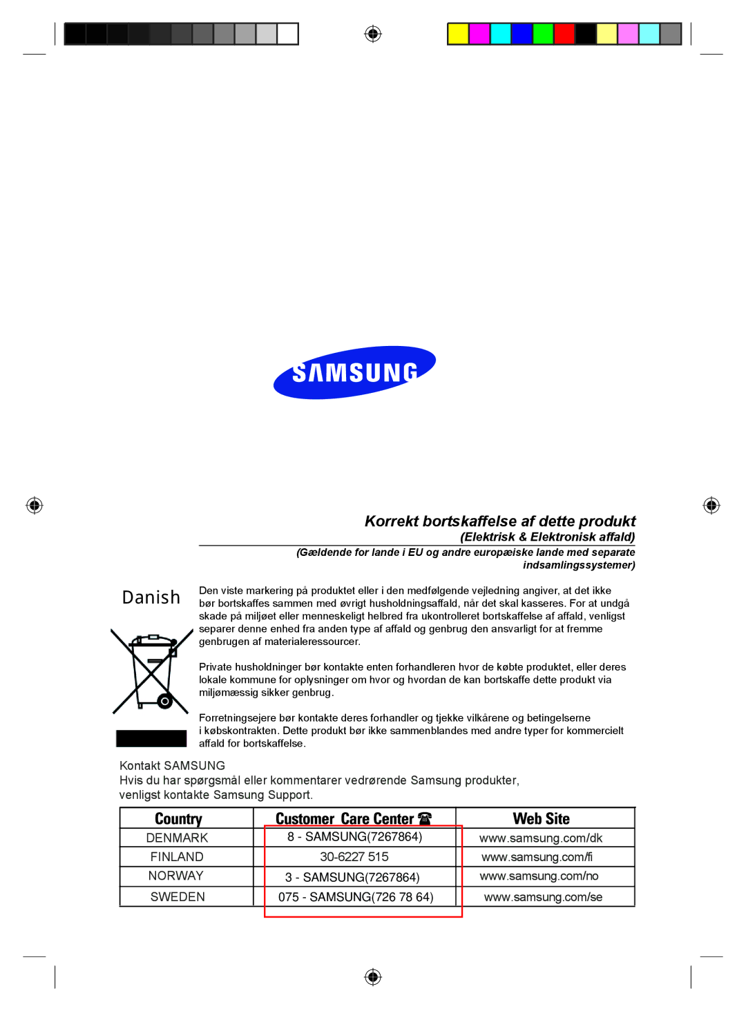 Samsung RL24DESW1/XEE manual Danish 