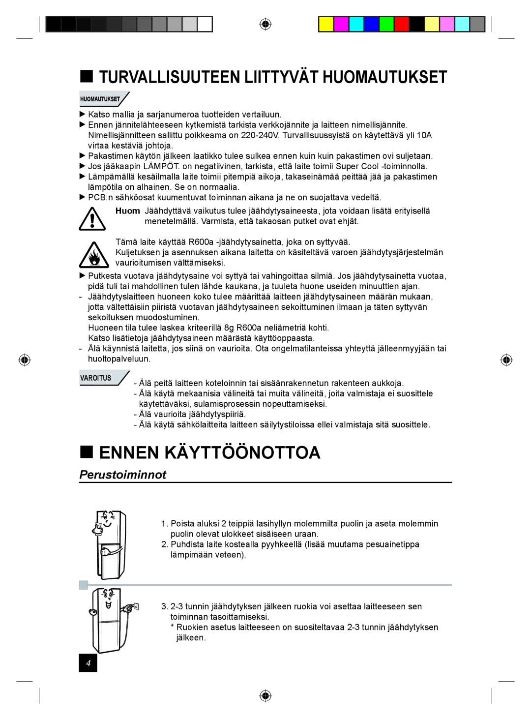 Samsung RL24DESW1/XEE manual  Turvallisuuteen Liittyvät Huomautukset,  Ennen Käyttöönottoa, Perustoiminnot 