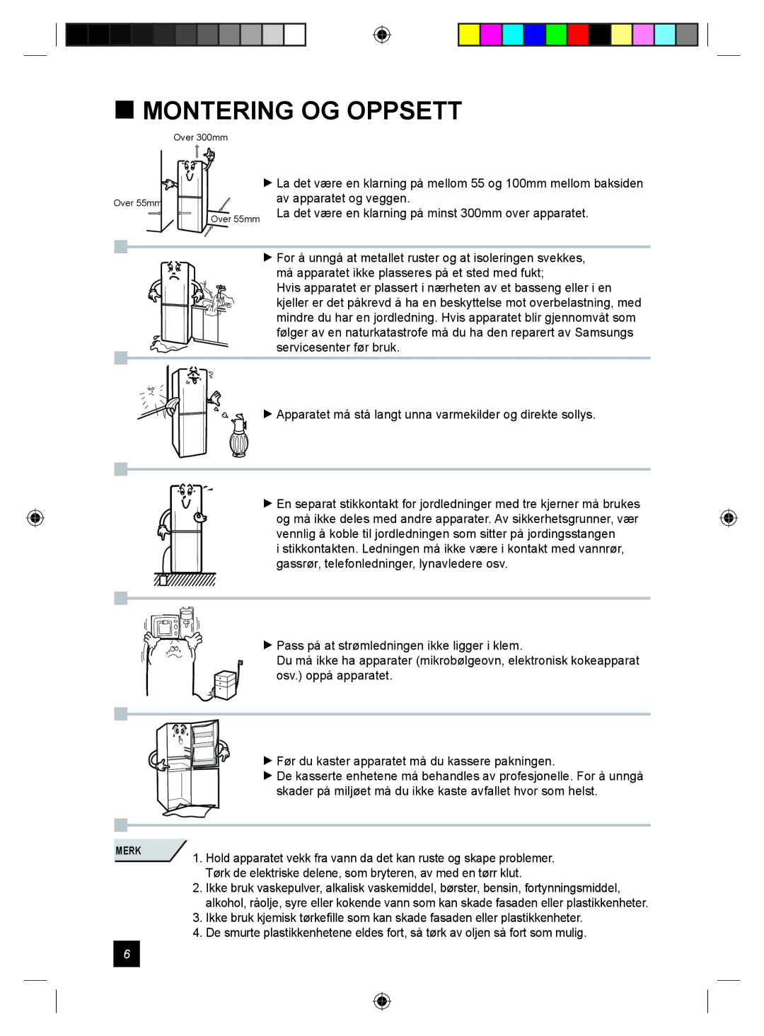 Samsung RL24DESW1/XEE manual  Montering OG Oppsett 