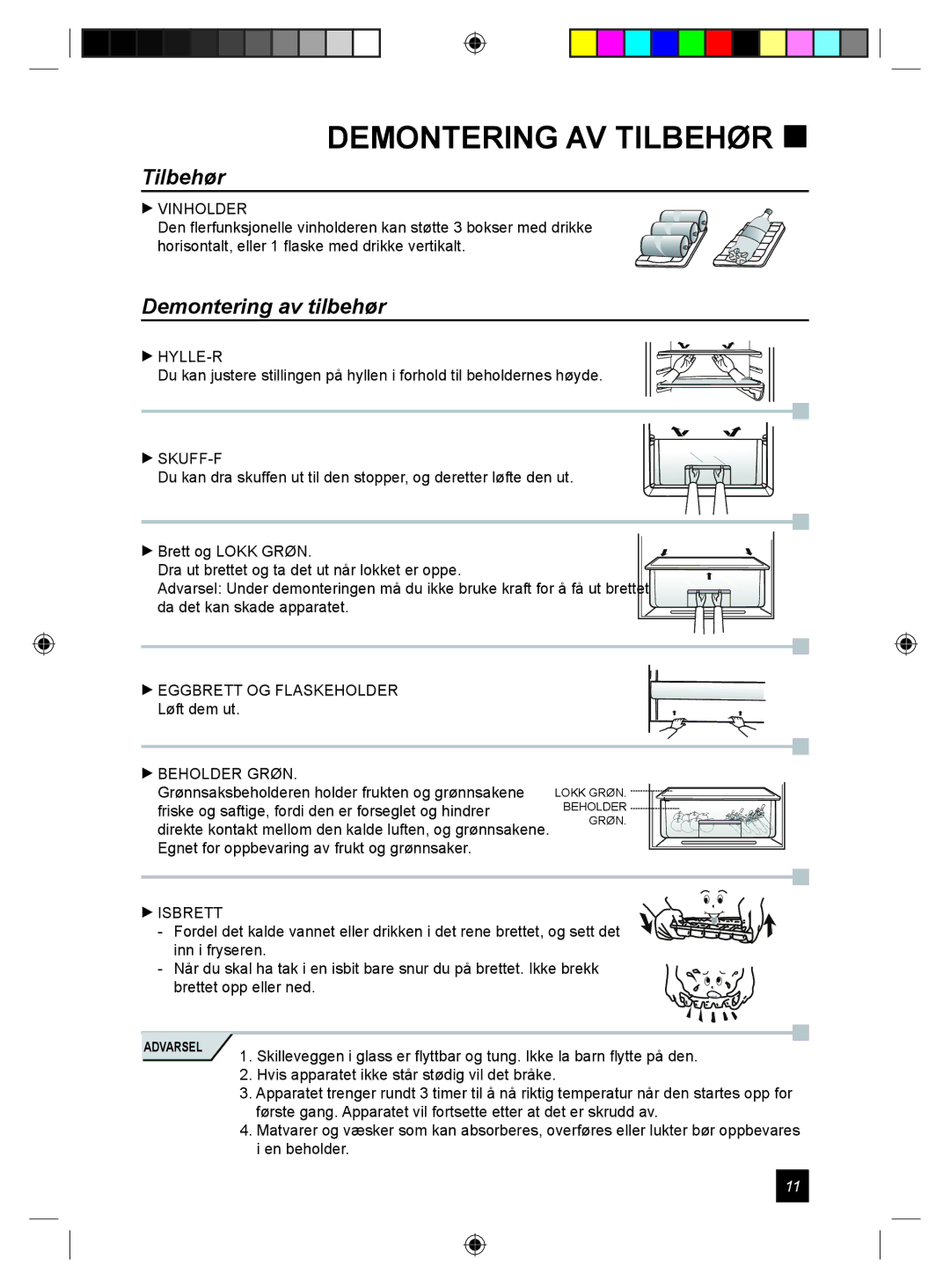 Samsung RL24DESW1/XEE manual Demontering AV Tilbehør , Demontering av tilbehør 